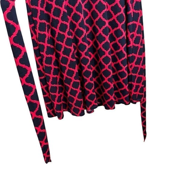 Mix by 41 Hawthorn blue & red wrap bodice sleeveless lined dress w self tie M - Picture 6 of 12